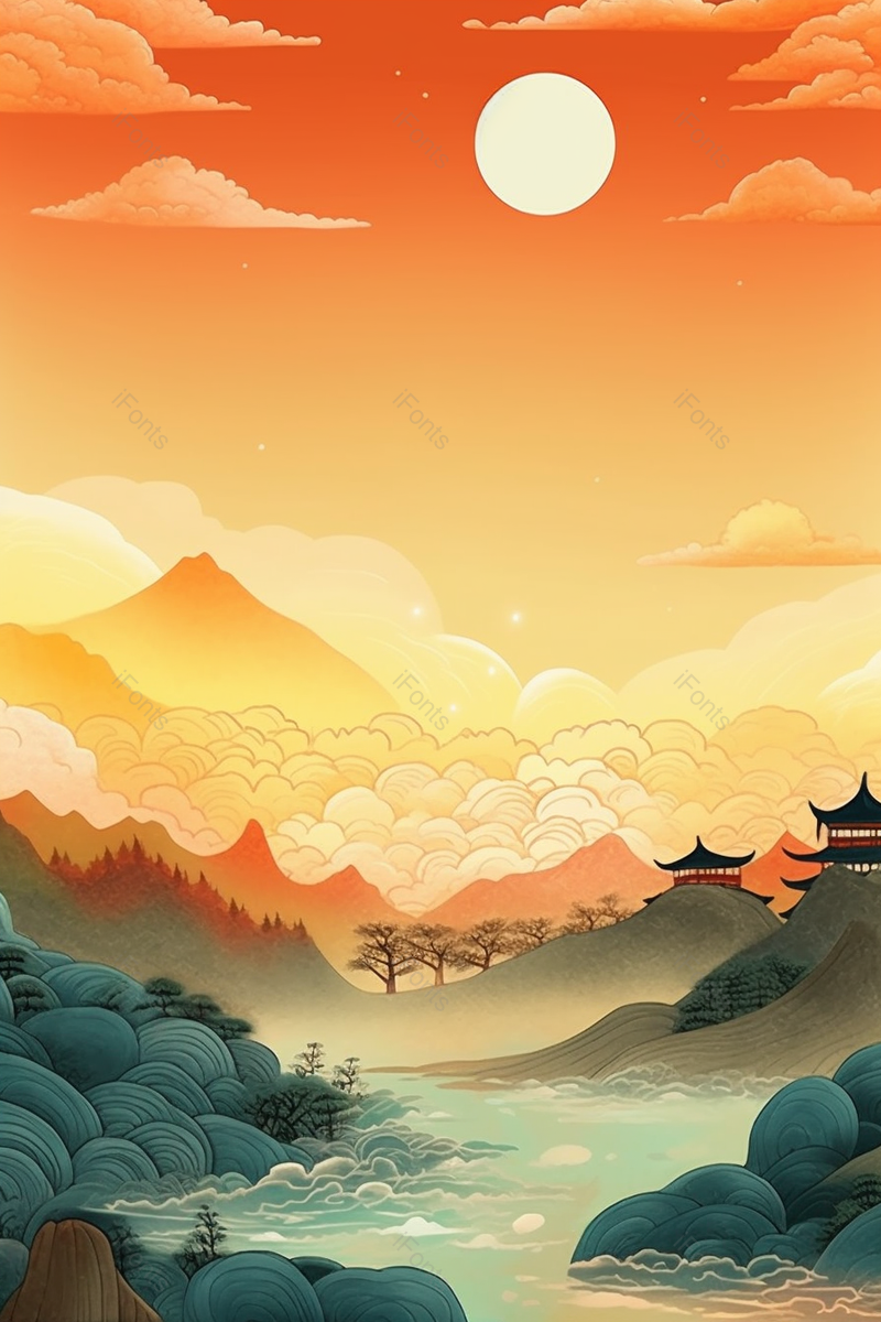 中国风山脉风景背景,插画/手绘图,插画/手绘图库,插画/手绘图下载,插画/手绘